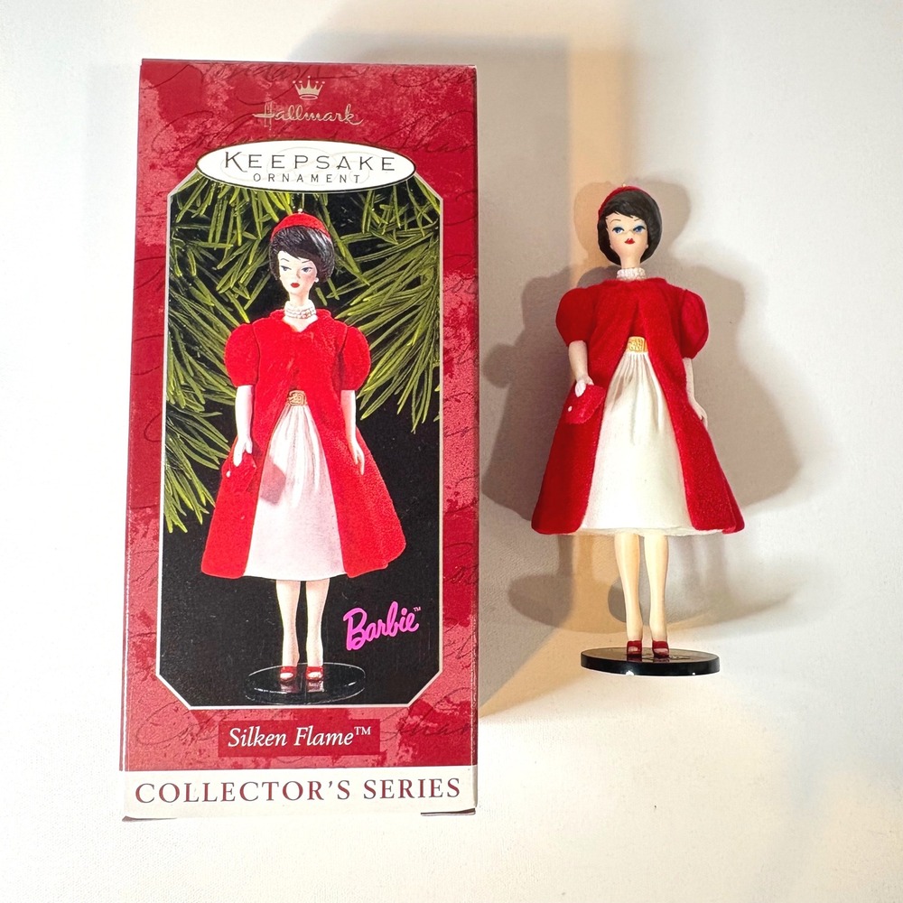 Hallmark Keepsake Ornament 1998 Barbie Silken Flame Collector Series Red White